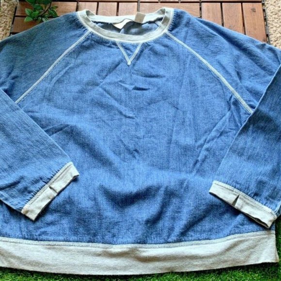 J Jill Blouse Long Sleeve Blue Denim Jeans Sz M - Picture 8 of 8